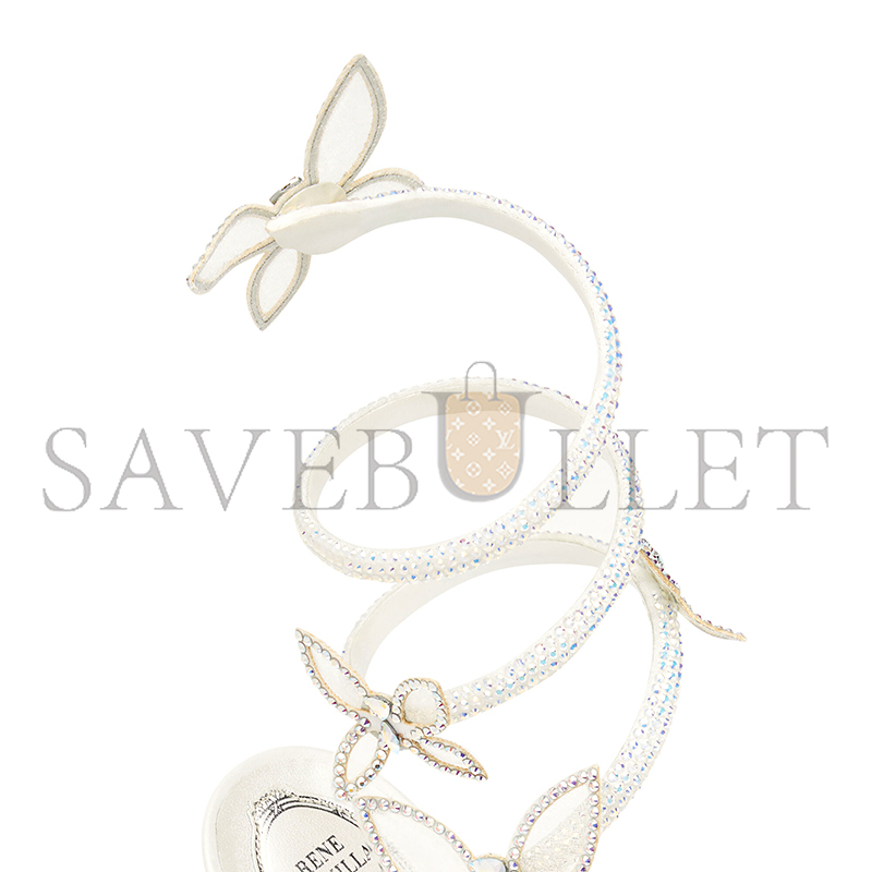 RENÉ CAOVILLA MARGOT WHITE CRYSTAL PLATFORM SANDALS 120 C11625